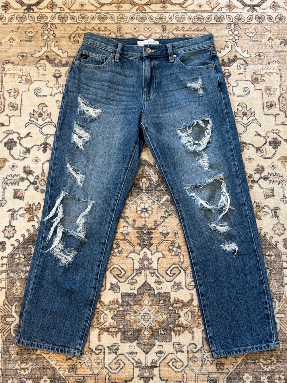 KANCAN Ankle Fit Classic Ripped Denim Jeans